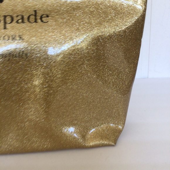 KATE SPADE HOLIDAY DRIVE GOLD GLITTER TOTE AND MATCHING POUCH - Picture 6 of 16